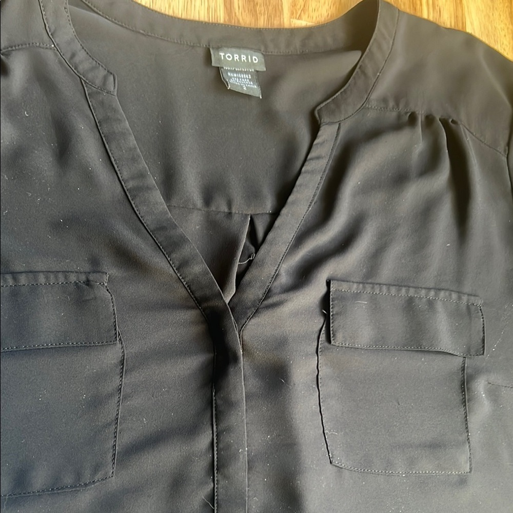 Torrid Charcoal V-Neck Blouse - Picture 3 of 3
